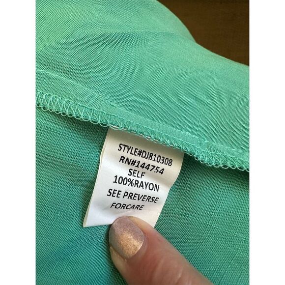 Davi & Dani Women's Green Open Front Kimono M Short Sleeve rayon - Picture 5 of 6